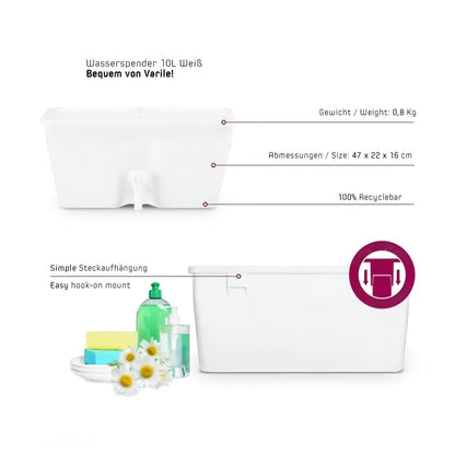 Wasserspender 10l für Camping Garage Kleingarten BPA-Frei Handwascher Rukomojnik