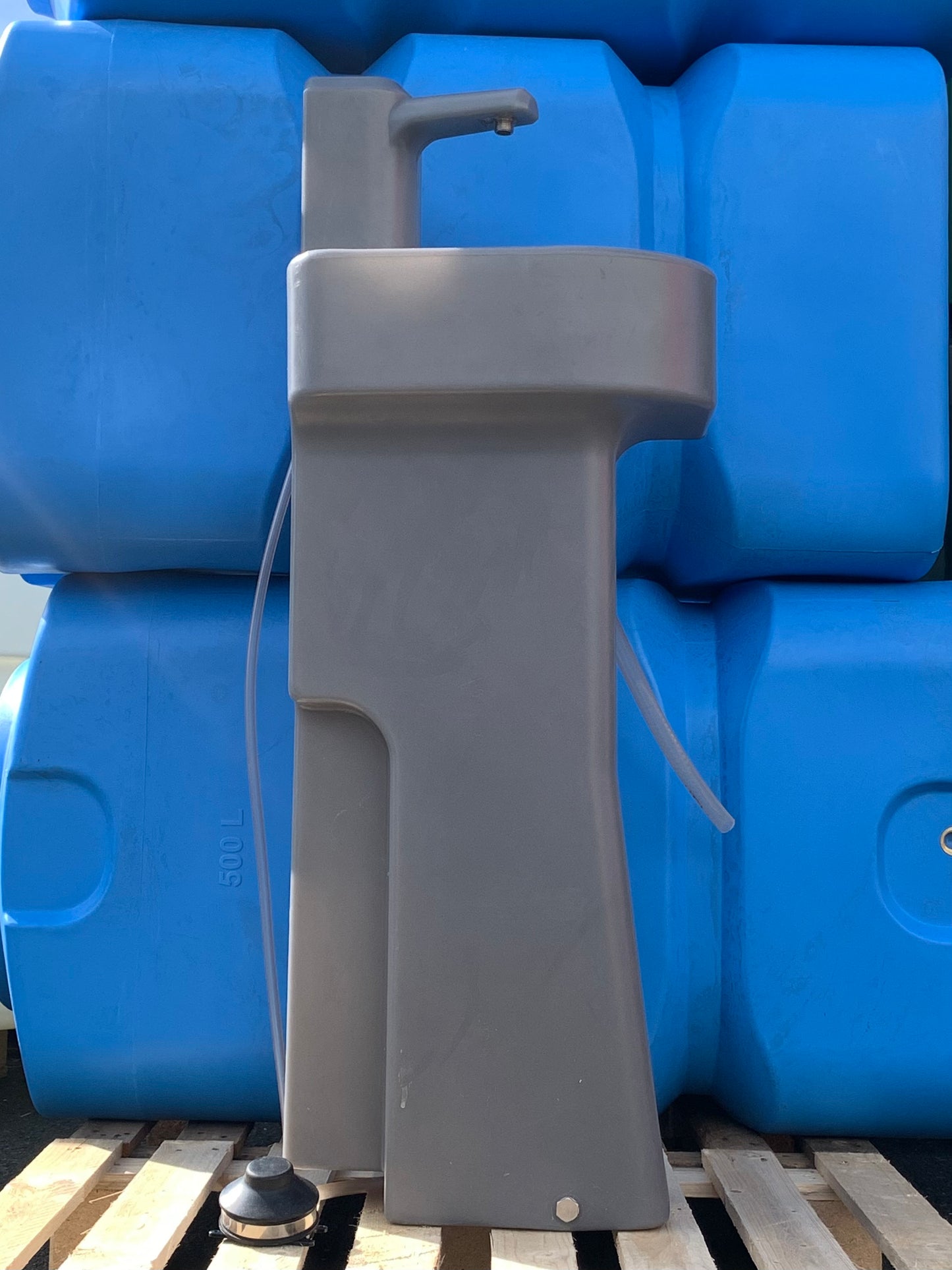 30L Waschsäule für WC Kabine mit Handwaschbecken & Fußpumpe