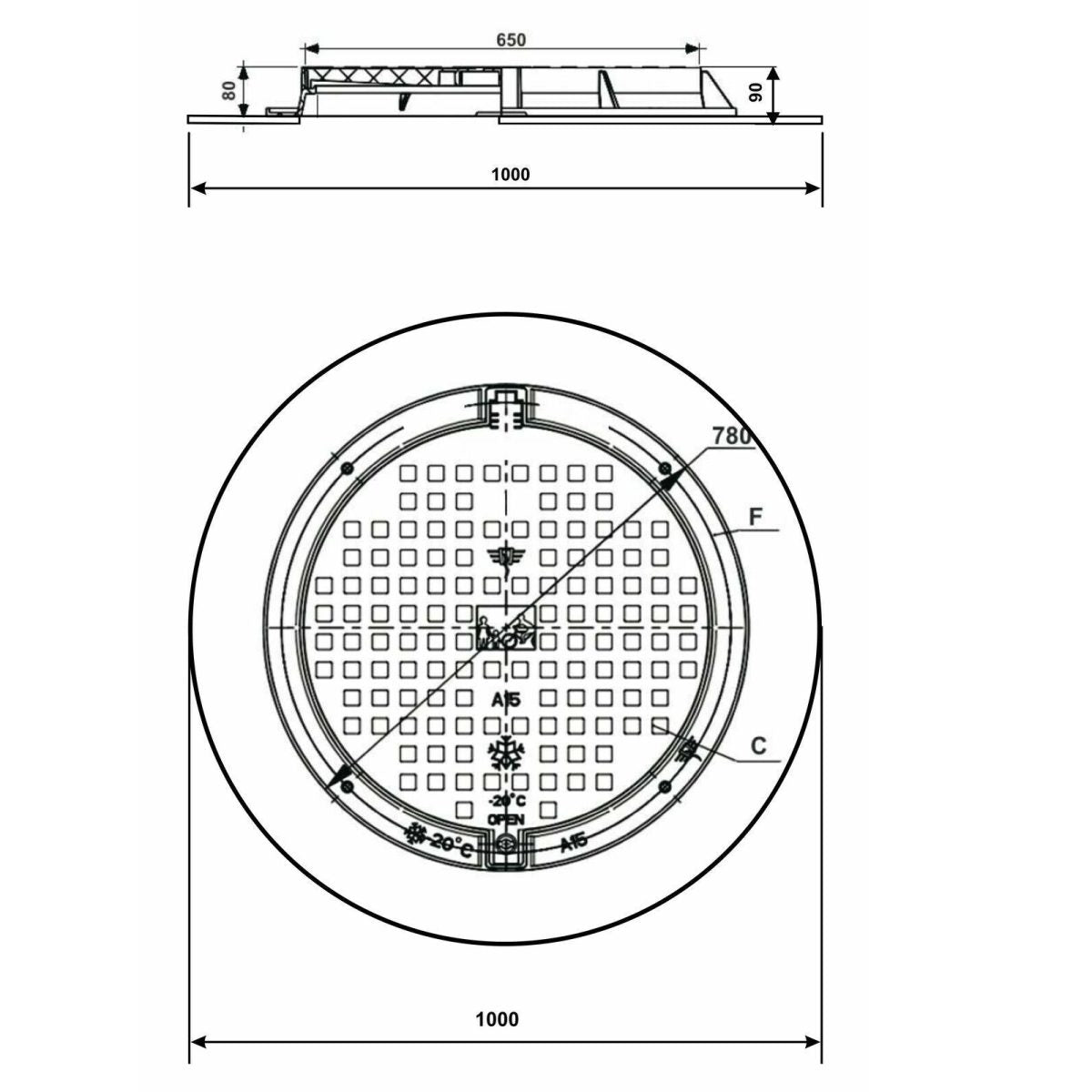 Schachtdeckel 100cm Schachtabdeckung rund
