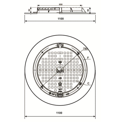 Coperchio del tombino rotondo 110cm