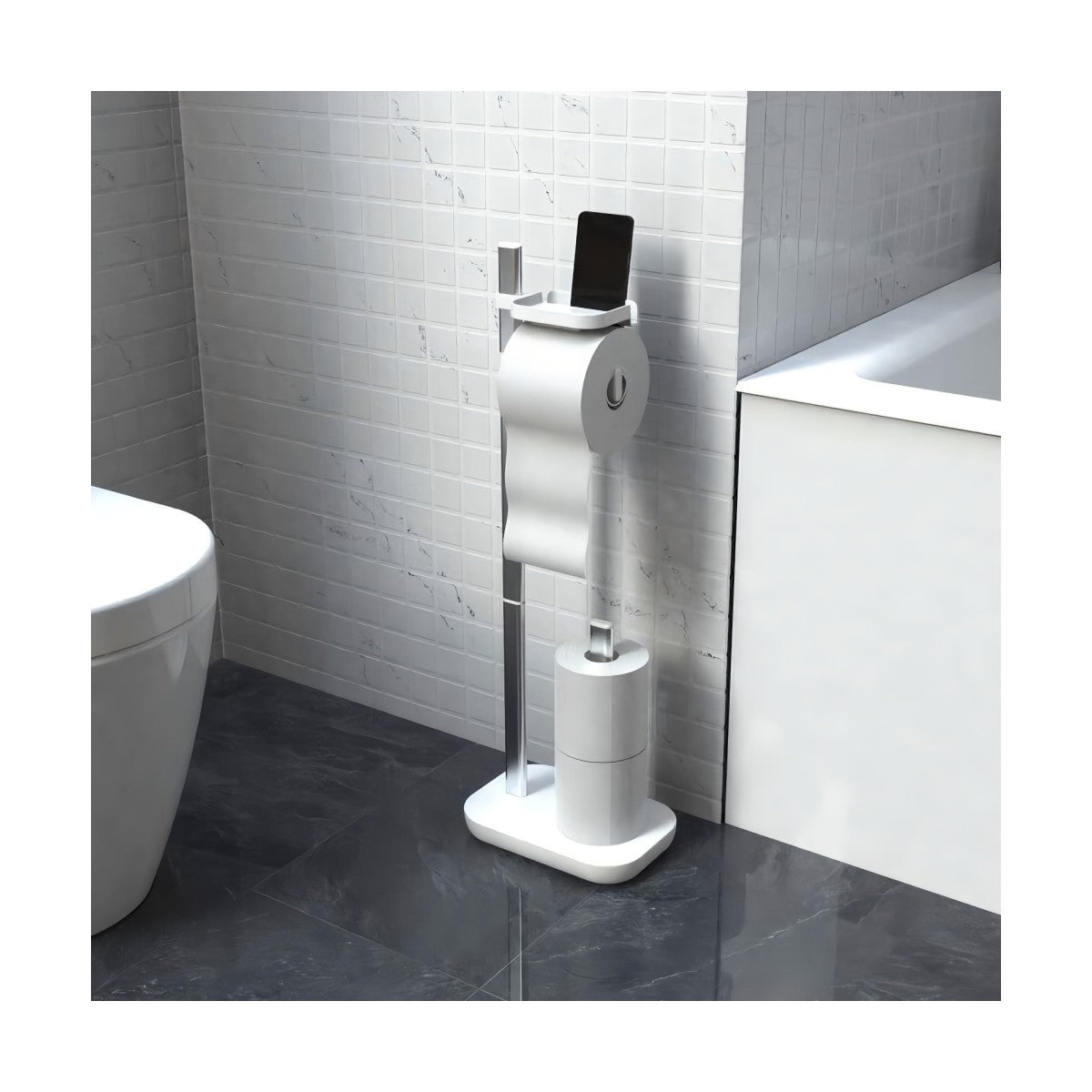 Toilettenpapierhalter Mit Ablage für Handy Ohne Bohren WC Halterung