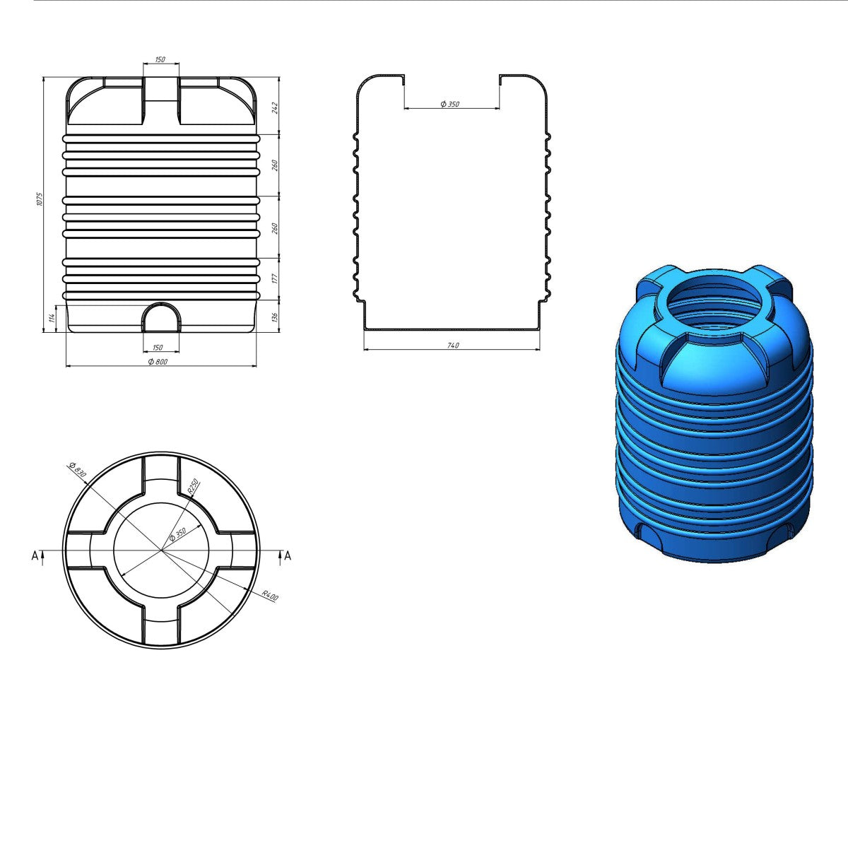 Wassertank 500L Vertikal