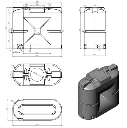 Wassertank 1000L Vertikal Schmal